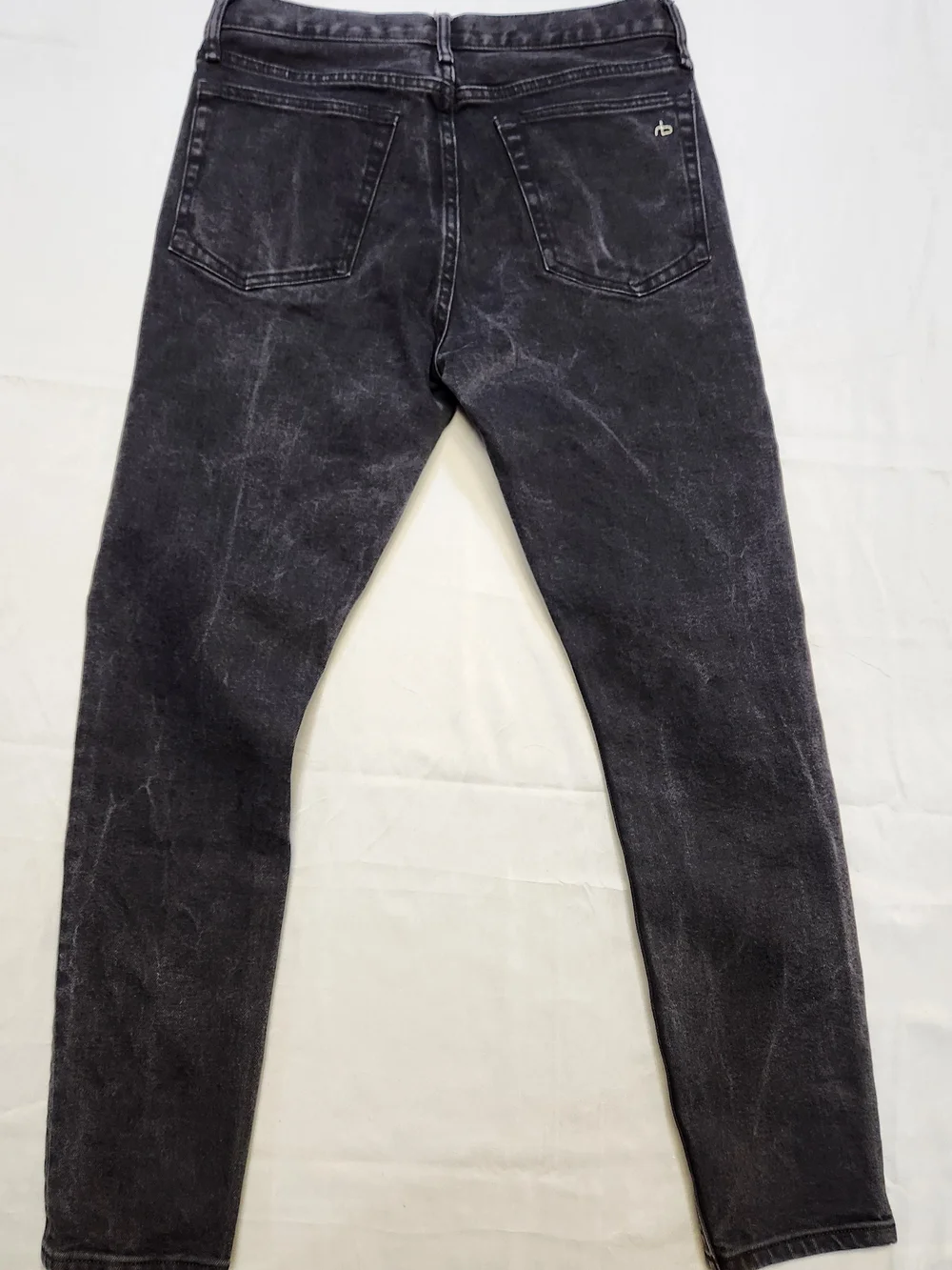 Rag & Bone Black Fit Straight Mens Button Fly Jeans Size 30x30 Excellent Fade